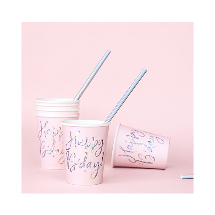 Pappersmuggar Rosa Happy Birthday