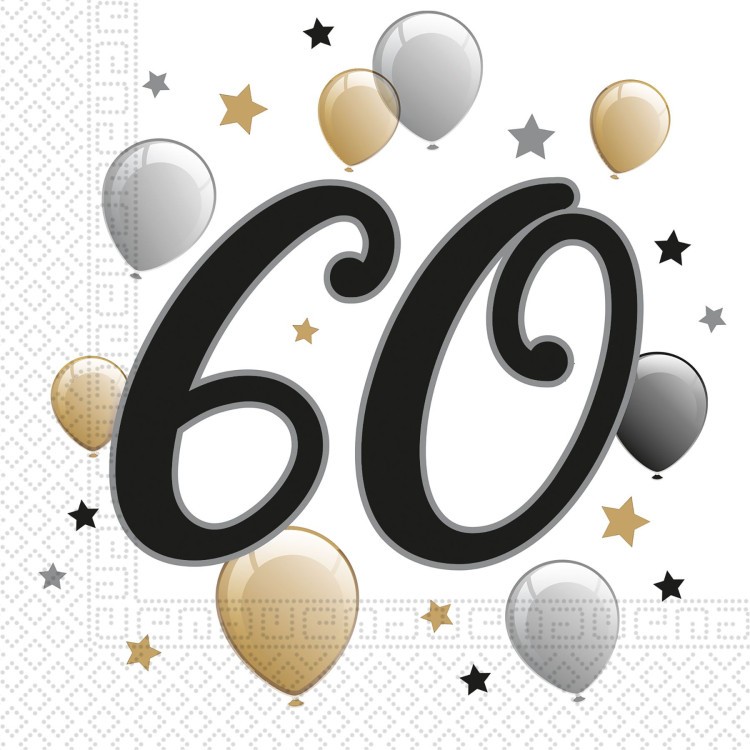 Servetter 60 år Gold & Black