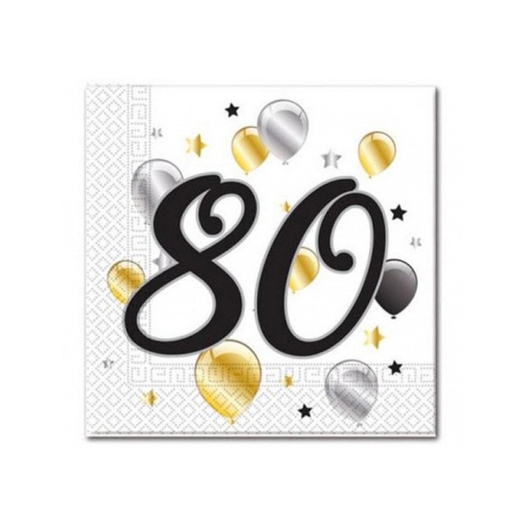 Servetter 80 år Gold & Black