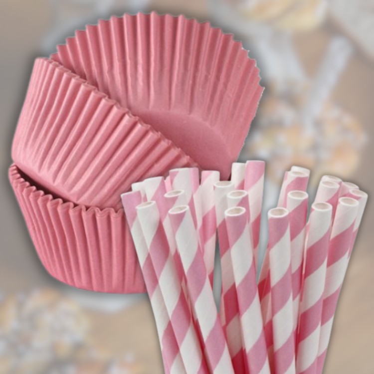 Muffinsformar och papperssugrör rosa bild 2