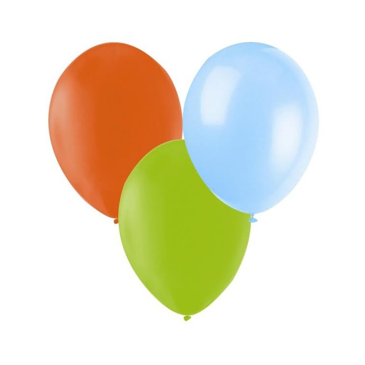 Ballonger Lime, Ljusblå, Orange
