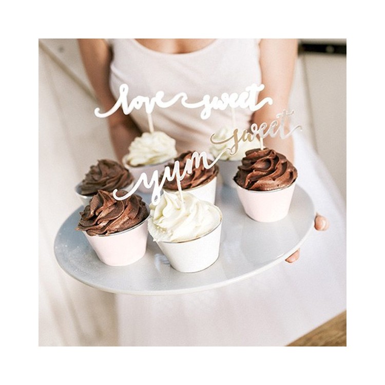 Cupcake Topper Love Silver 6-pack bild 5