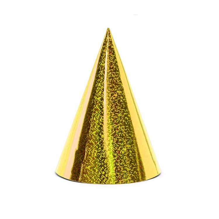 Partyhattar Guld Holografisk, 6st