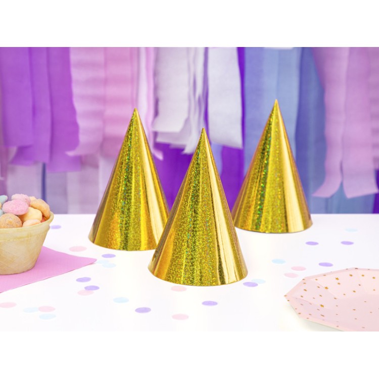 Partyhattar Guld Holografisk, 6st bild 2