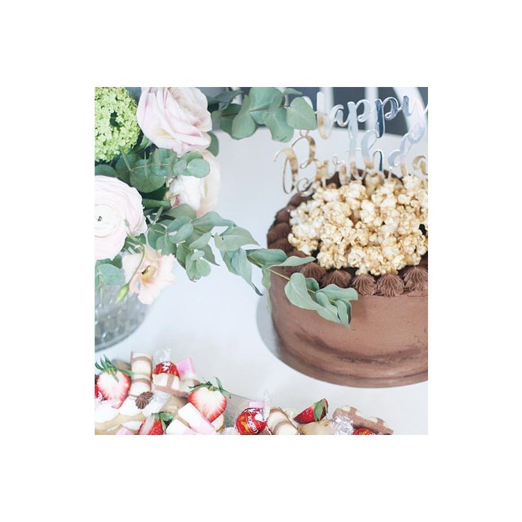 Cake Topper Happy Birthday Silver bild 3