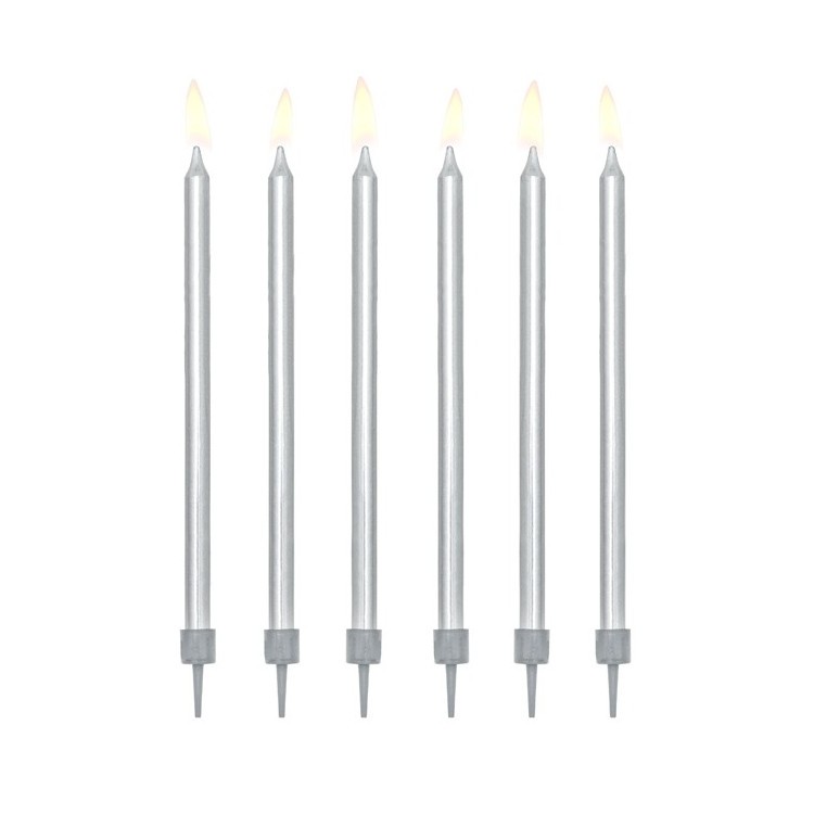 Långa Tårtljus Silver