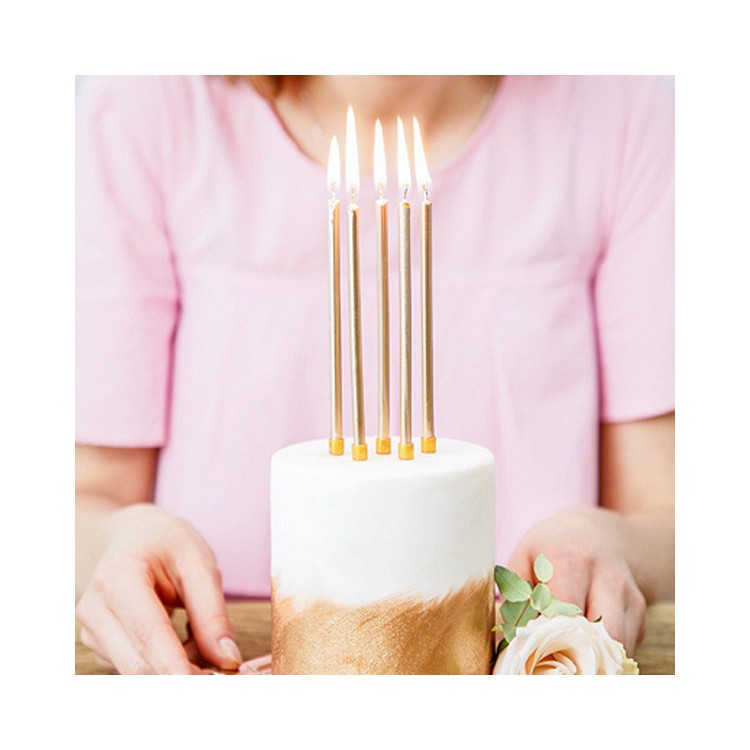 Långa Tårtljus Guld bild 8