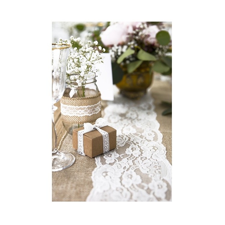 Bordslöpare Juteväv med spets bild 3