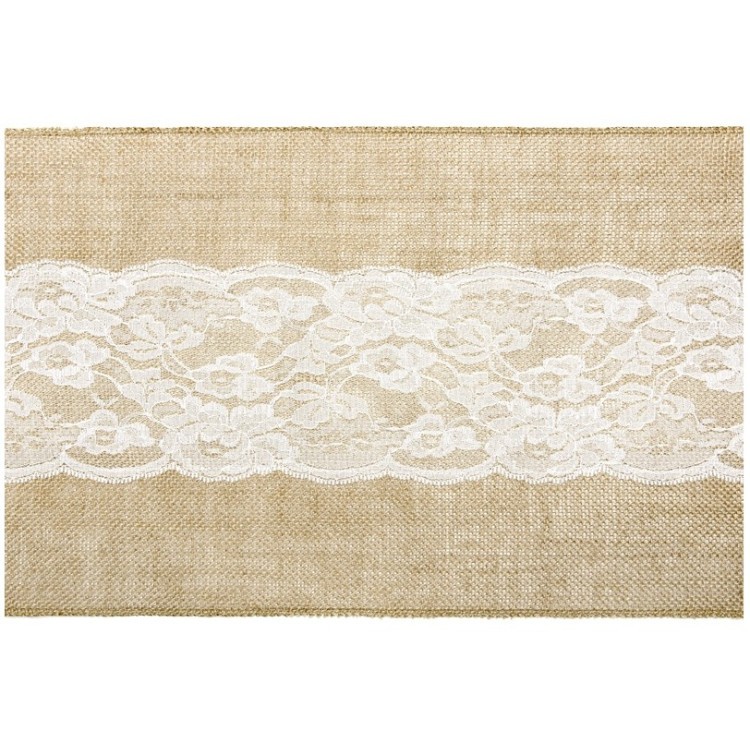 Bordslöpare Juteväv med spets bild 2