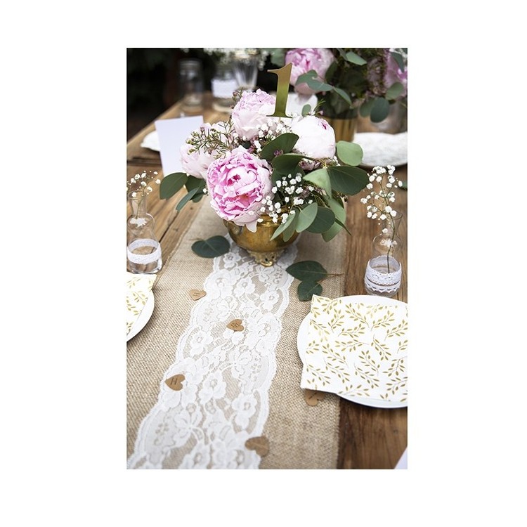 Bordslöpare Juteväv med spets bild 4