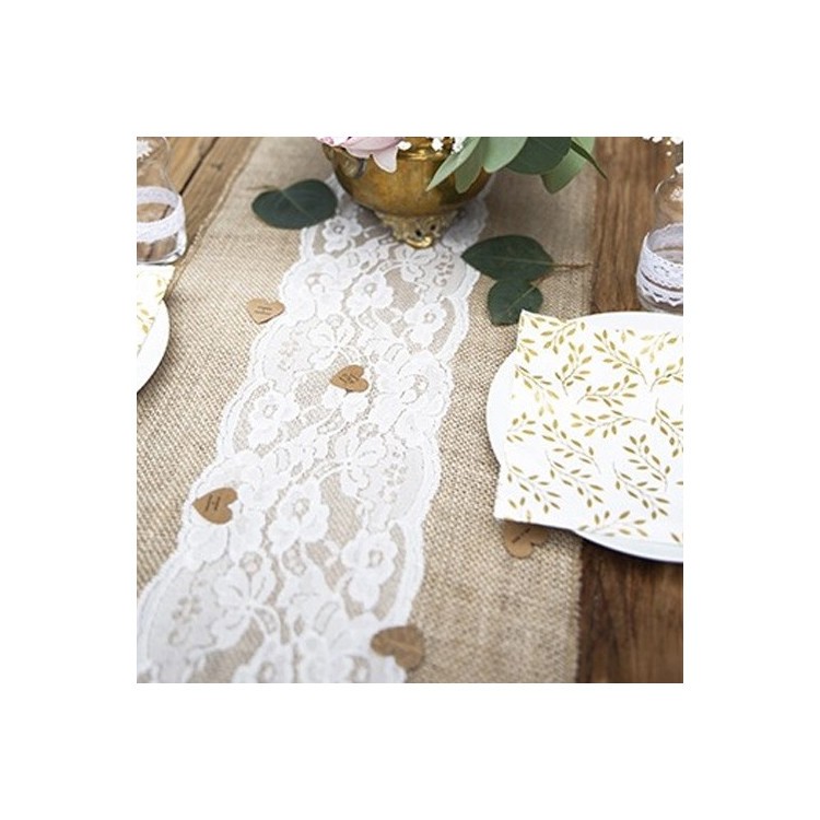 Bordslöpare Juteväv med spets bild 5