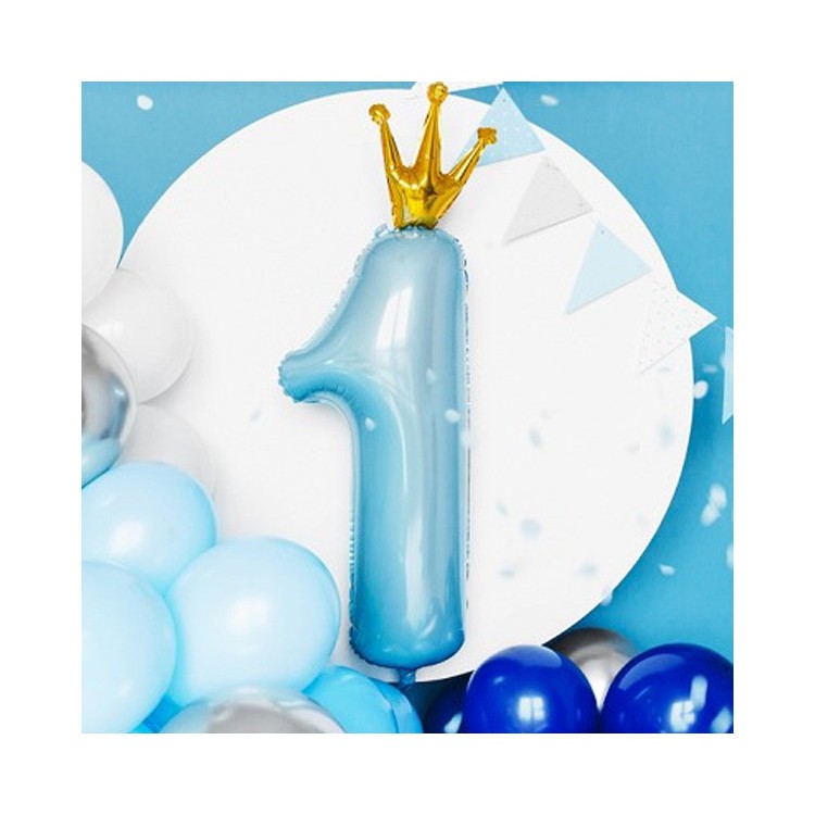 Folieballong 1 Ljusblå med Krona bild 2