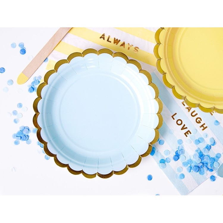 Pappersassietter Ljusblå med Guldkant bild 2