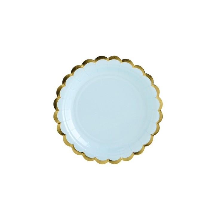Pappersassietter Ljusblå med Guldkant