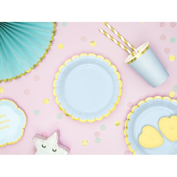 Pappersmuggar Ljusblå med Guldkant bild 5