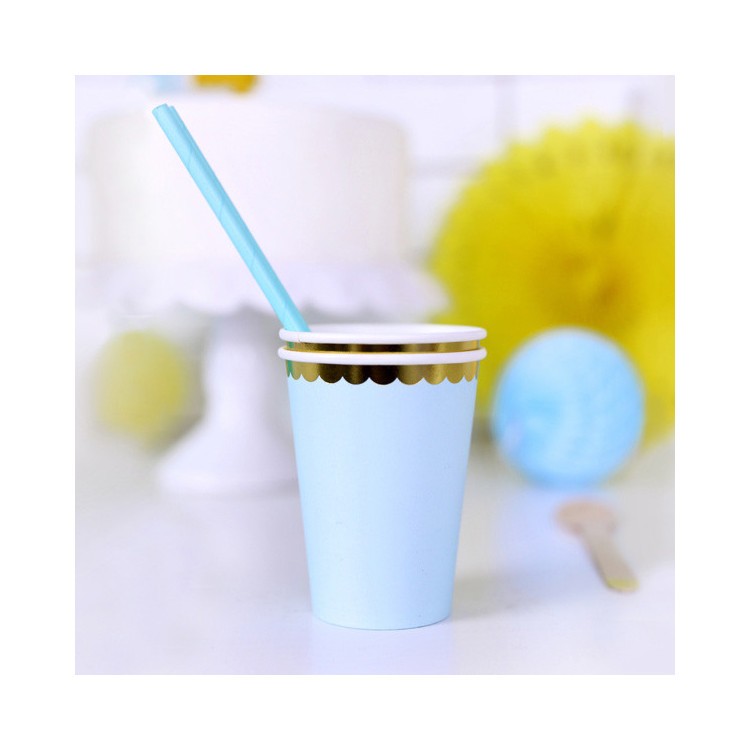 Pappersmuggar Ljusblå med Guldkant bild 2