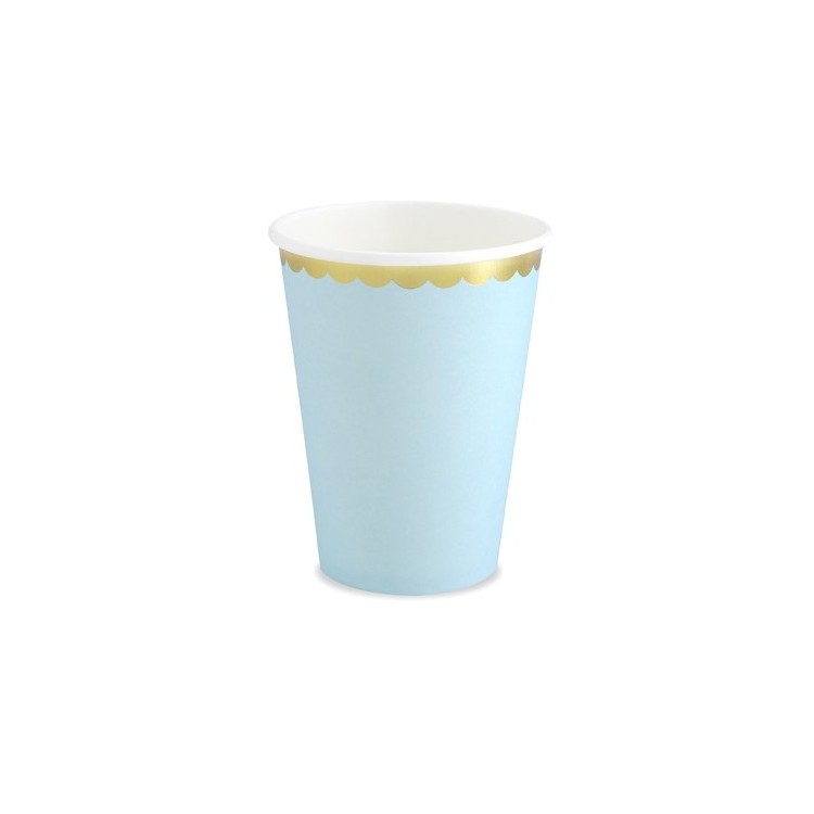 Pappersmuggar Ljusblå med Guldkant