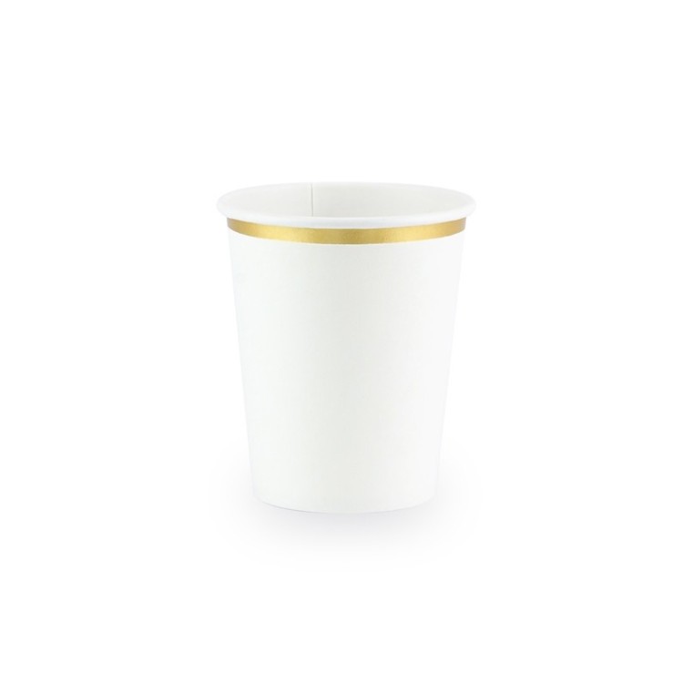 Pappersmugg Vita med Guldkant