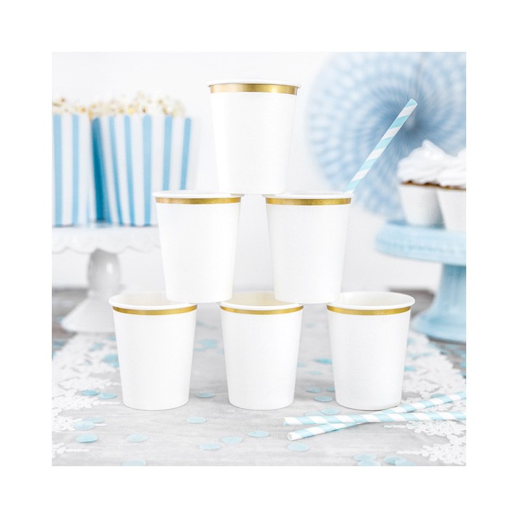 Pappersmugg Vita med Guldkant bild 2