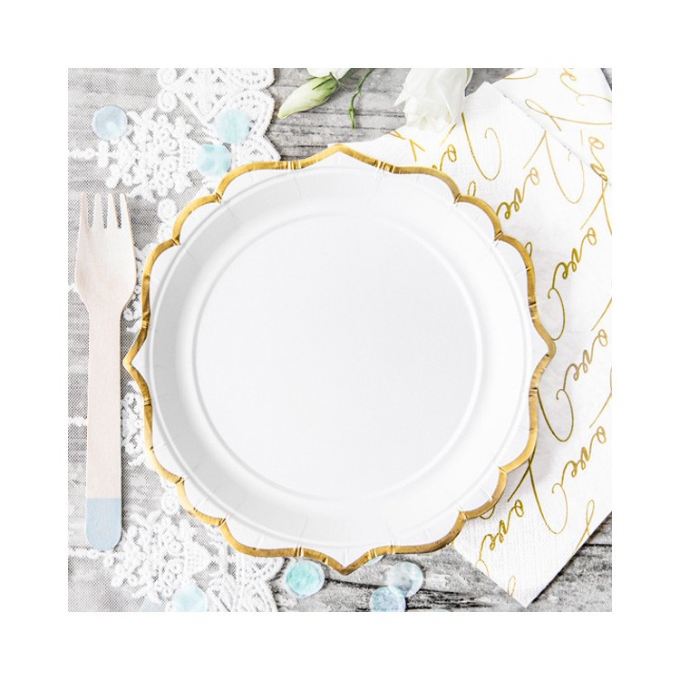 Pappersassietter Vita med Guldkant bild 6