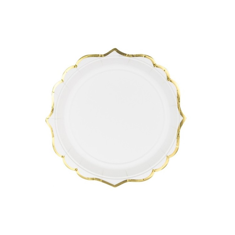 Pappersassietter Vita med Guldkant