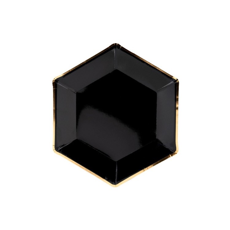 Papperstallrikar Svarta med Guldkant