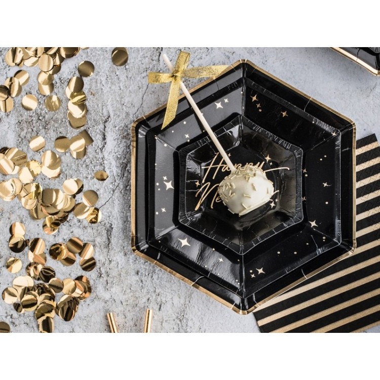 Papperstallrikar Svarta med Guldkant bild 3