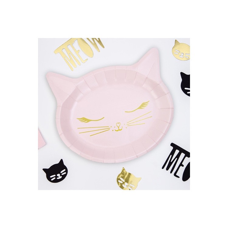 Papperstallrikar Rosa Katt bild 3