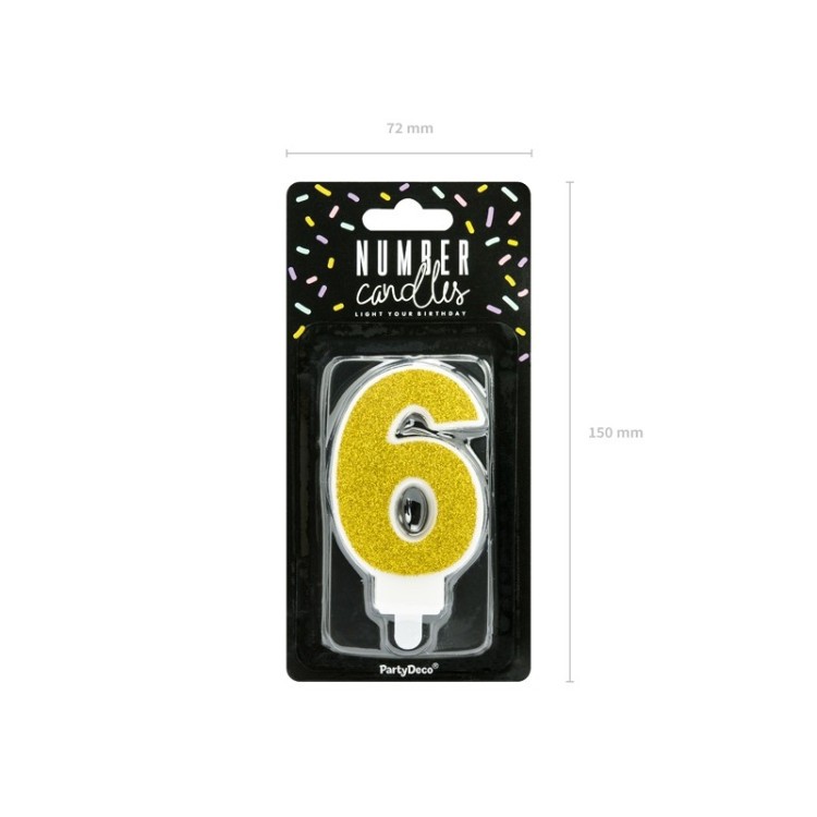 Tårtljus 6 Guld bild 2