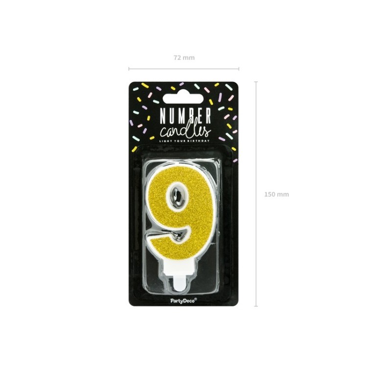 Tårtljus 9 Guld bild 3