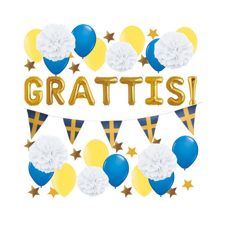 Grattisdekorationer Paket Guld