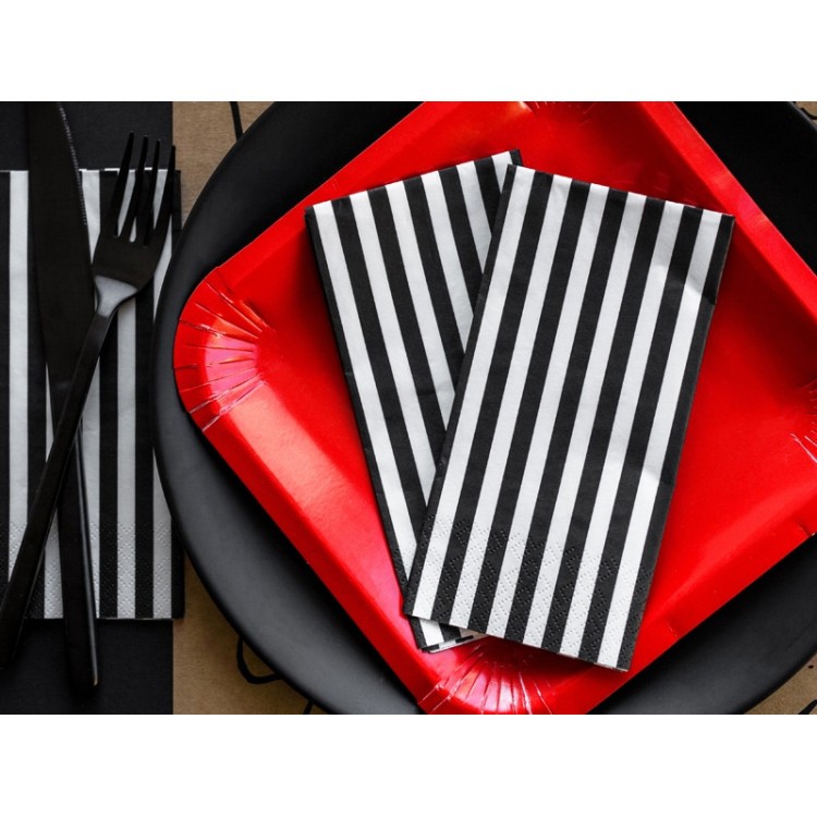 Servetter Randiga Svart & Vit bild 3