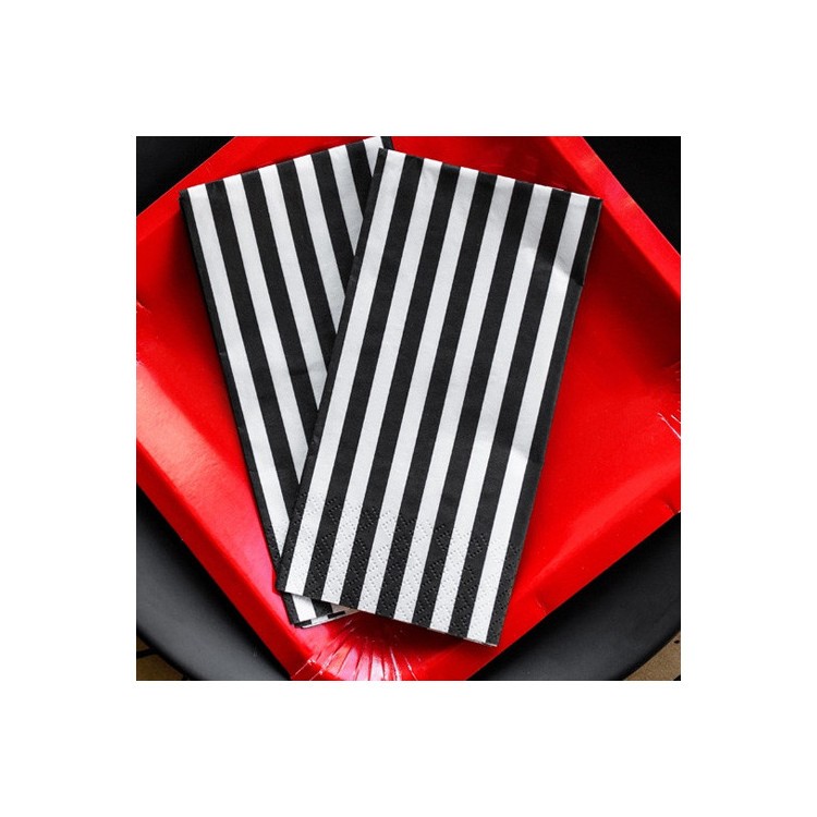 Servetter Randiga Svart & Vit bild 2