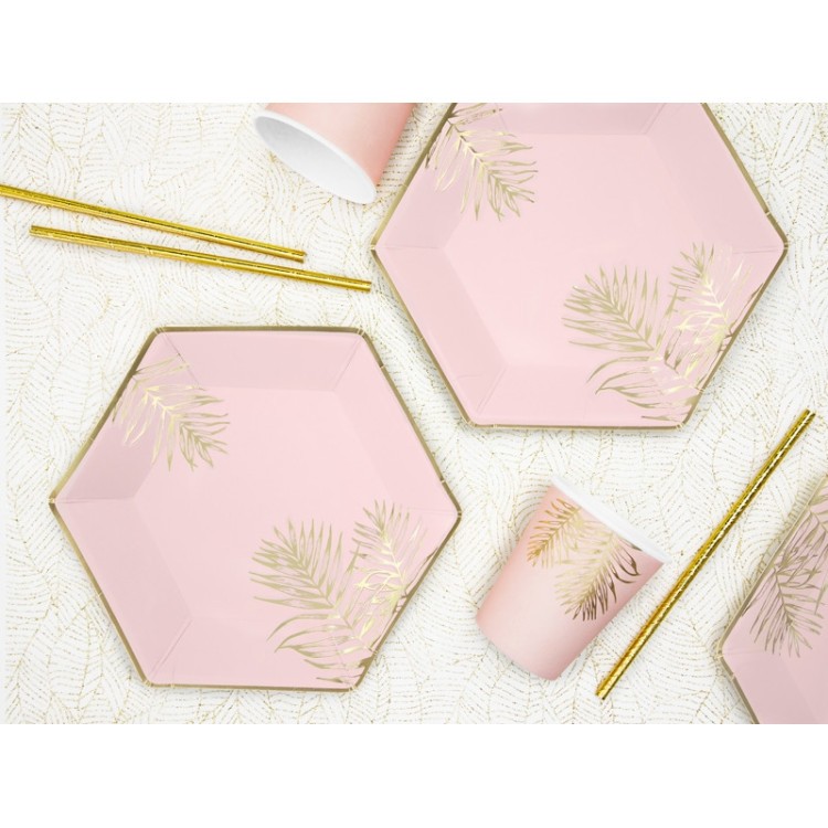 Papperstallrikar Palmblad Guld bild 3