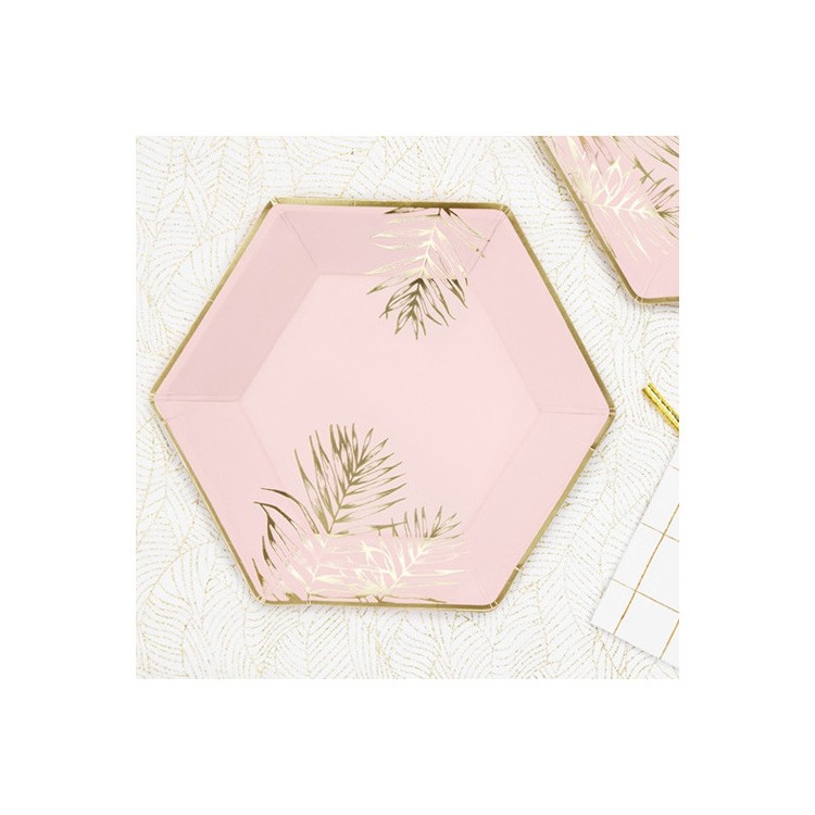 Papperstallrikar Palmblad Guld bild 4