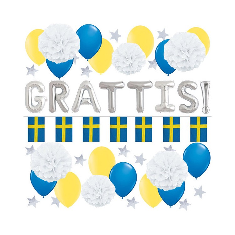 Grattisdekorationer Paket Silver