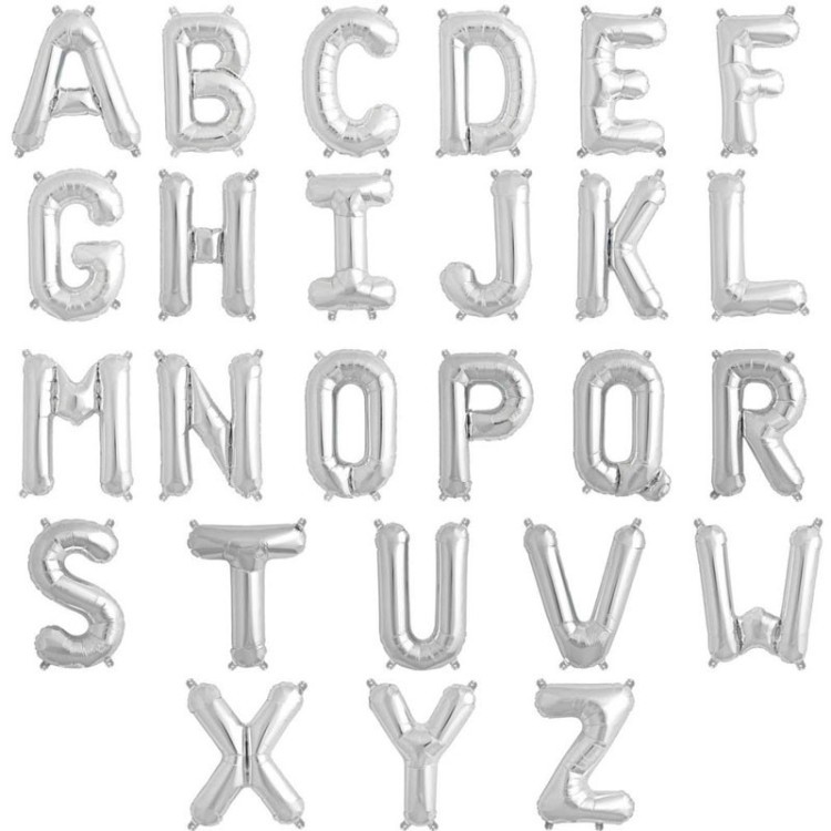 Bokstavsballong Silver 35 cm