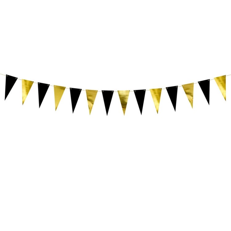 Vimpelgirlang Mini Svart & Guld