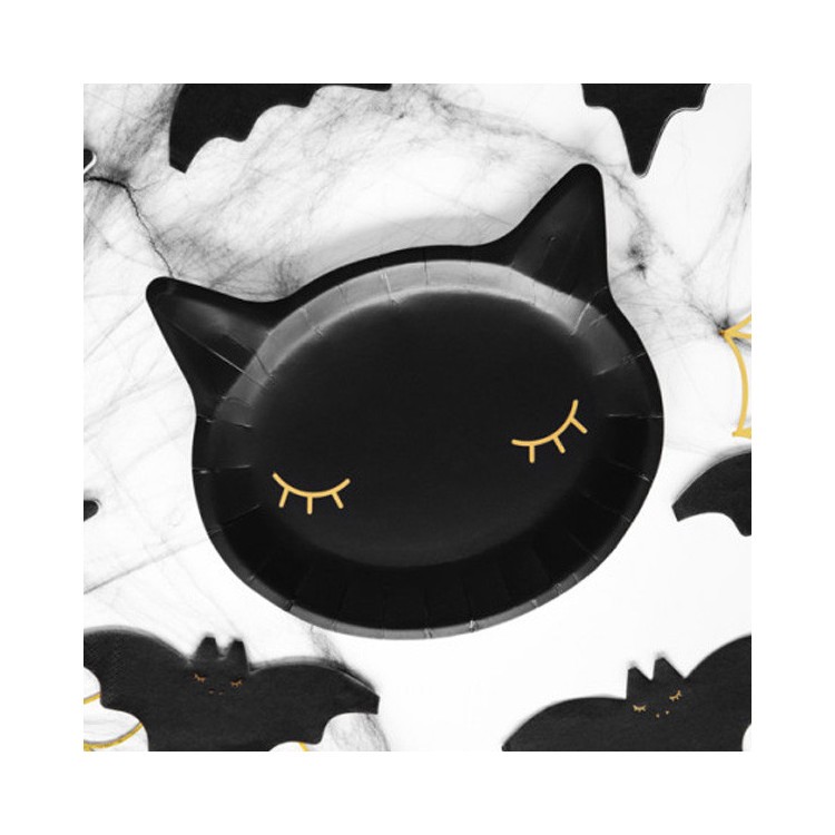 Papperstallrikar Svart Katt bild 3