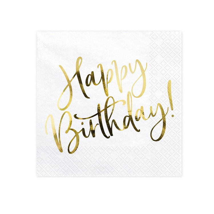 Servetter Happy Birthday Guld bild 2