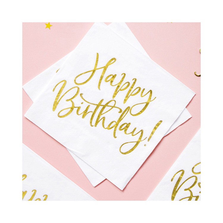 Servetter Happy Birthday Guld bild 3