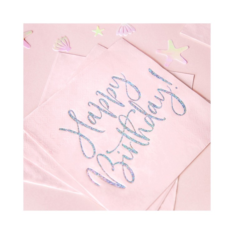 Servetter Rosa Happy Birthday