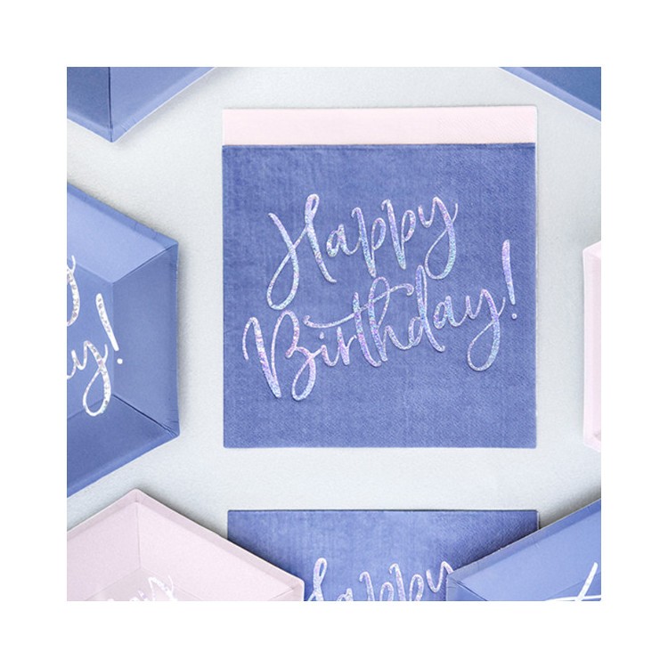 Servetter Blå Happy Birthday bild 2