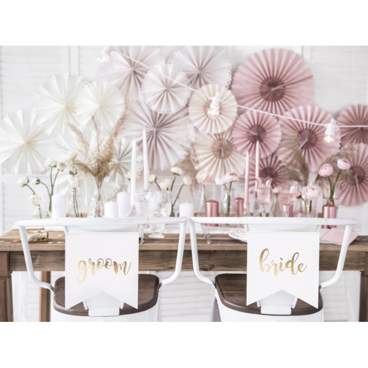Stolsdekorationer, Groom and Bride Vit bild 2