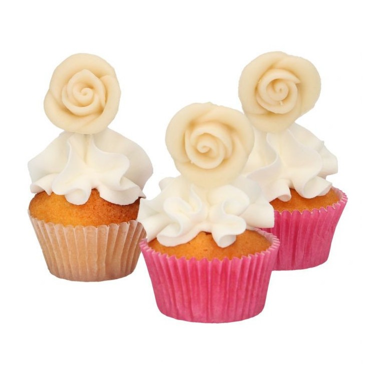 Tårtdekorationer Marsipan Vita Rosor bild 3