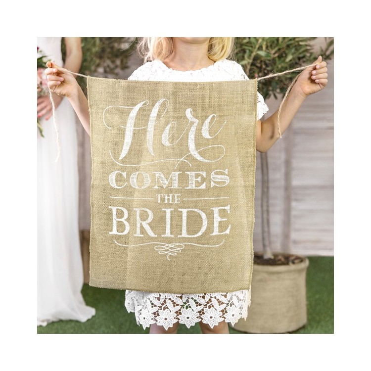 Juteflagga "Here comes the bride"