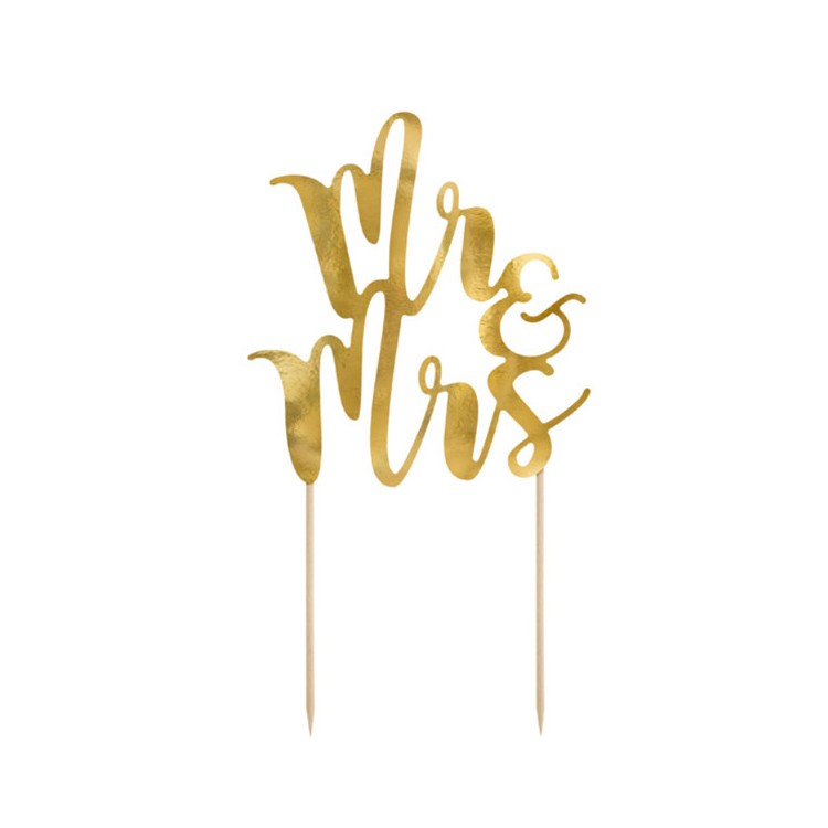 Tårtdekoration MR & MRS Guld