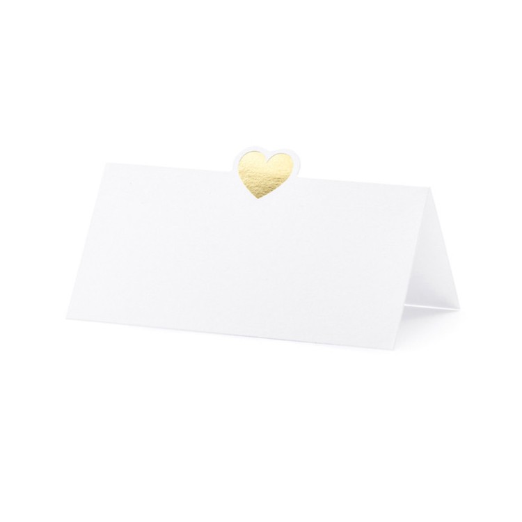 Placeringskort Vita med guldhjärta