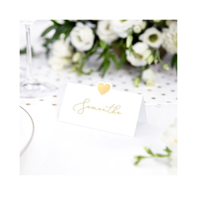 Placeringskort Vita med guldhjärta bild 2