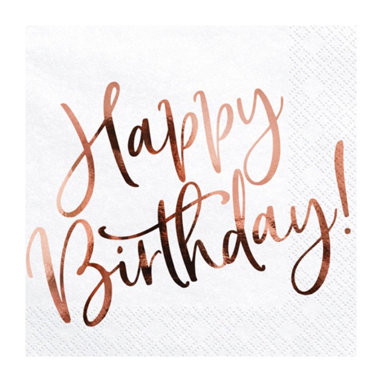 Servetter Happy Birthday Roséguld